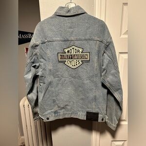 Vintage Harley Davidson Motorcycle Embroidered Denim Jacket Size Men’s Medium